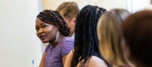 Coastal Community Foundation staff discuss the kickoff questions for Sharing Power from the Power Moves toolkit. Photo by Adam Chandler.