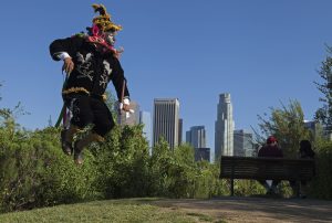 A Zapotec dancer in downtown Los Angeles. Photo by Antonio Nava.