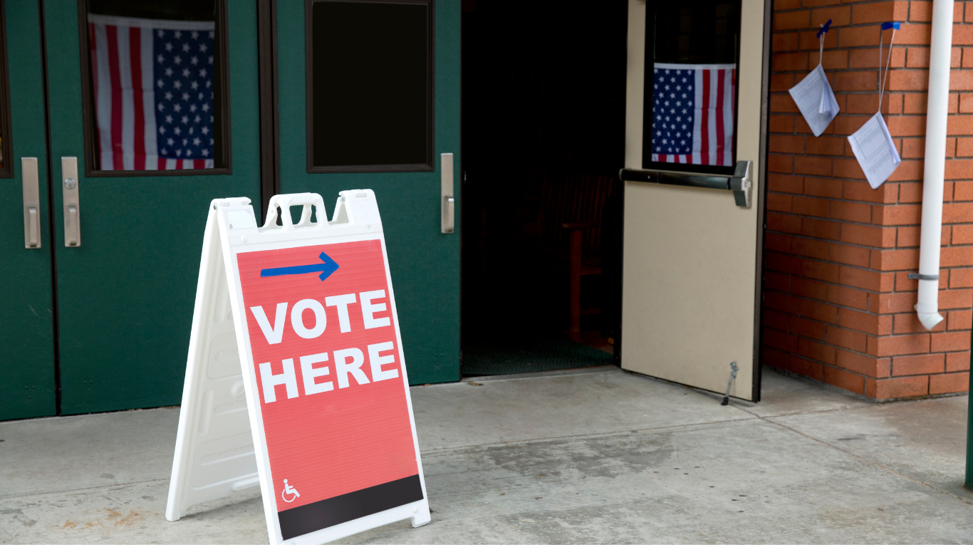 picture of a voting polling place on Election Day. credit: Jason Doiy from Getty Images Signature via Canvo Pro license